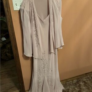 Chic Blush Long Sleeve Dress with Embellishments